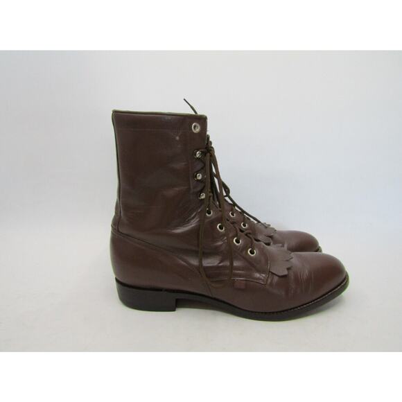 TONY LAMA George Straight Mens Sz 8.5 B Brown Leather Lace Up Kilt Cowboy Boots main image 11